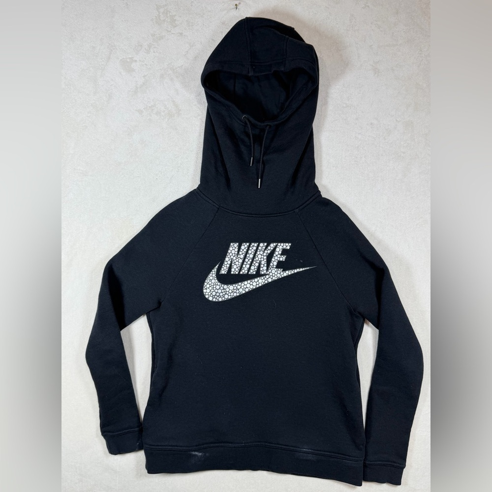 Nike Small Cowl Funnel Neck Hoodie Black Pullover with Iconic Logo